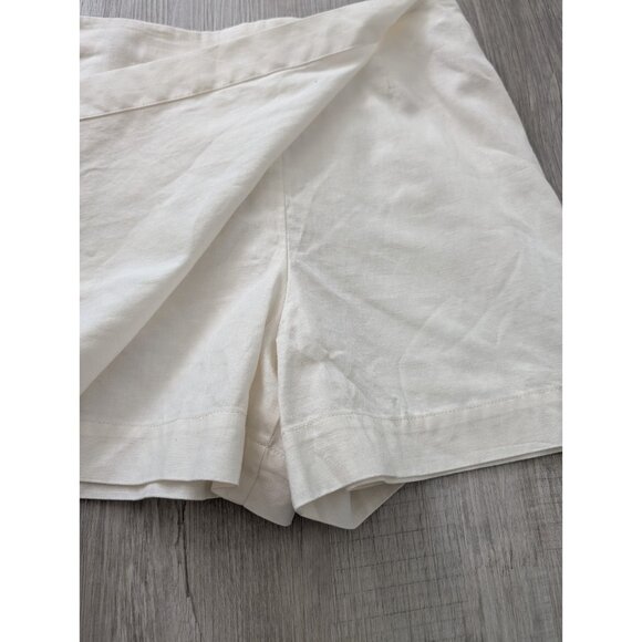 Nwt Uniqlo White Skorts Linen Blend Highrise Pocket Sz M Zipper Side 29"X3" - Picture 5 of 11